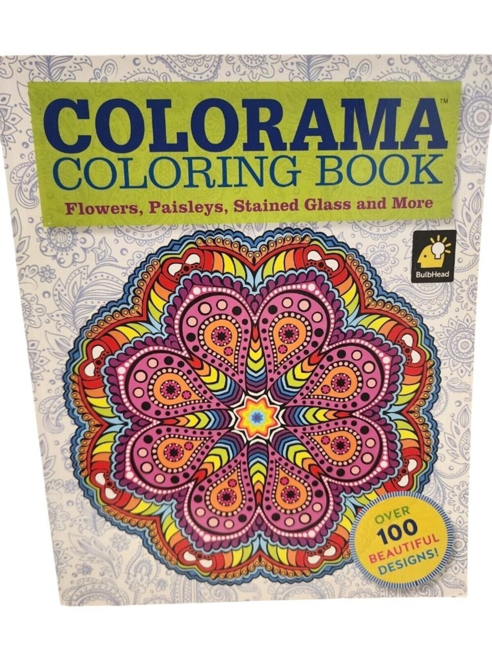Colorama Coloring Book Flowers Paisleys Stained Glass & More Telebrands Press - Picture 4 of 4